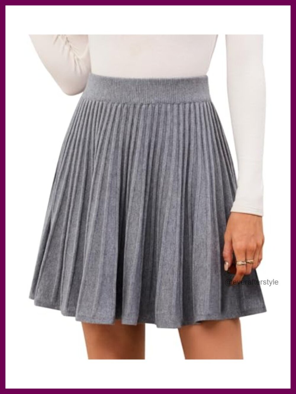 Pleated Knit Mini Skirt A-Line High Waist Sweater Skirt